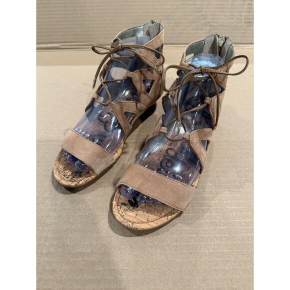 Sam Edelman Suede Dean Caged Gladiator Sandal Womens Size 6.5M Tan - Picture 1 of 8